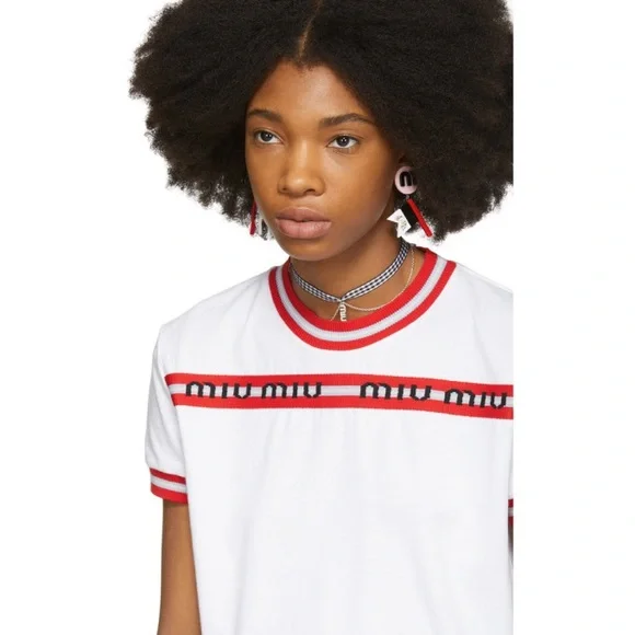 Miu Miu White Tee with Red Accents - Picture 10 of 10